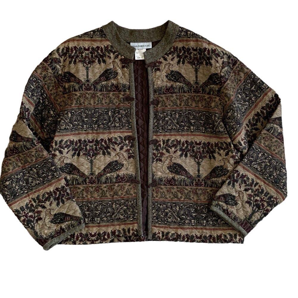 Women's Pheasants Jacket SZ 14 Quilted Wool Blend Vtg Sharon Young Quail Blazer